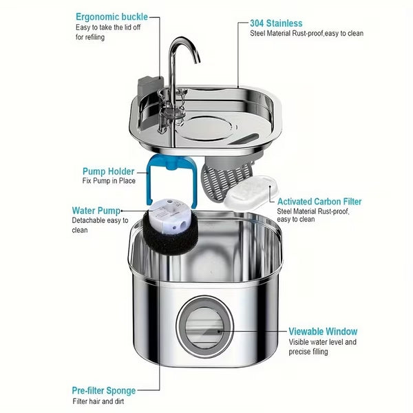3.2L Steel Pet Fountain