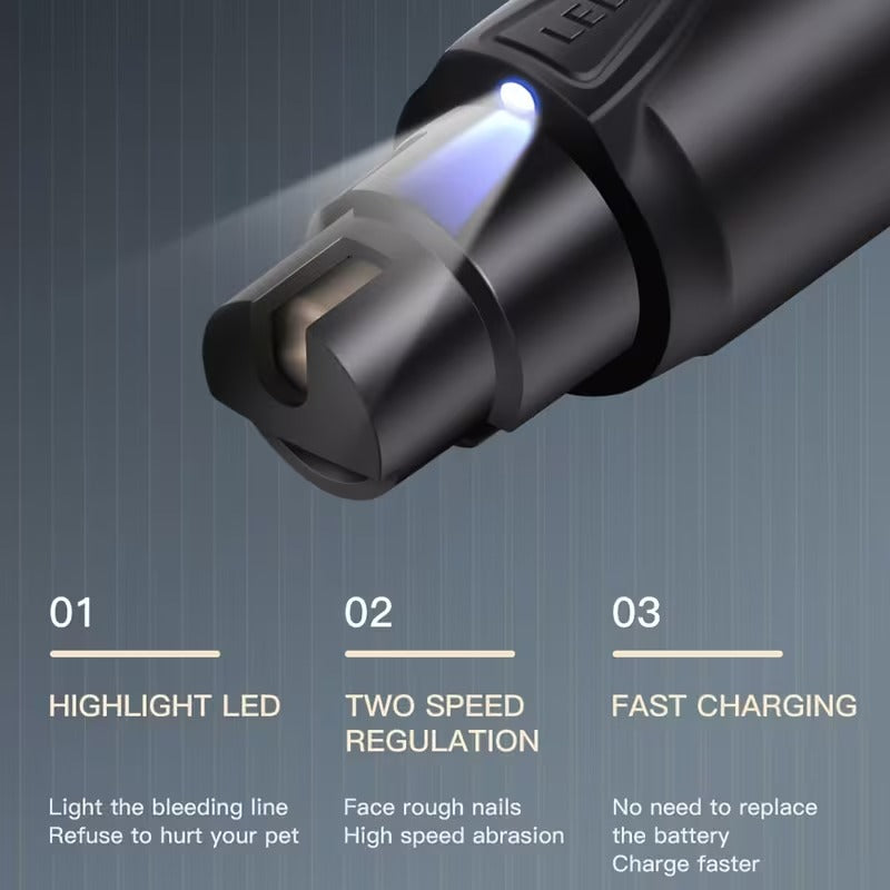 Quiet Rechargeable Dog Nail Grinder with LED Light