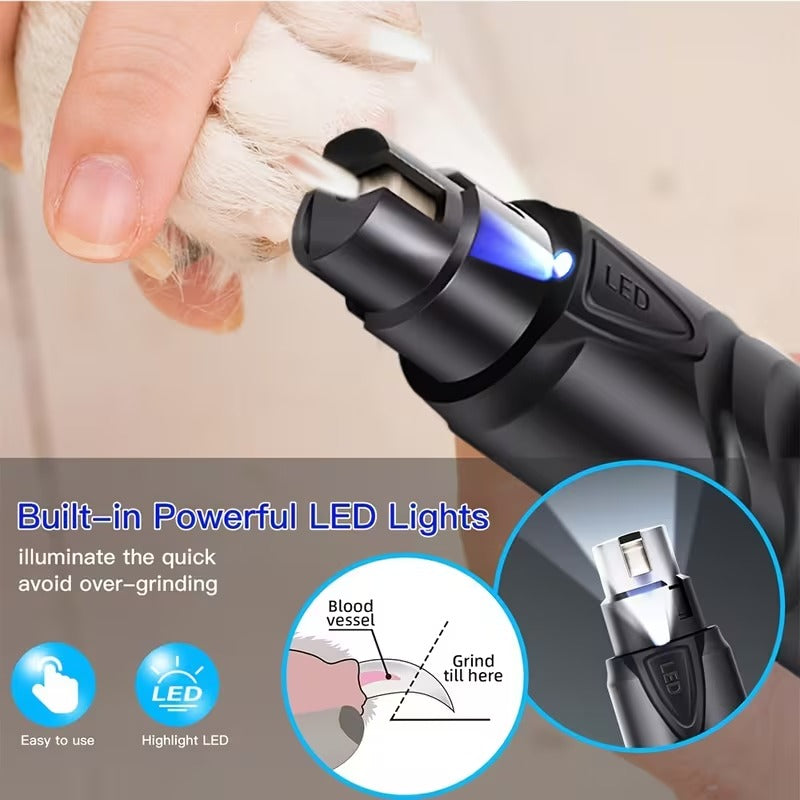 Quiet Rechargeable Dog Nail Grinder with LED Light