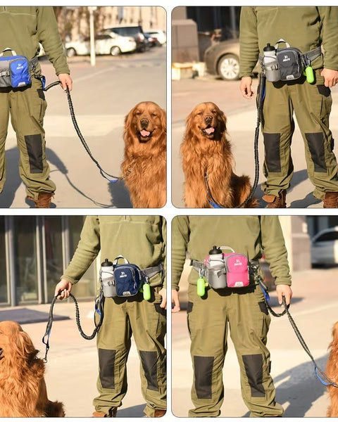 Hands Free Retractable Dog Leash with Waist Storage Bag