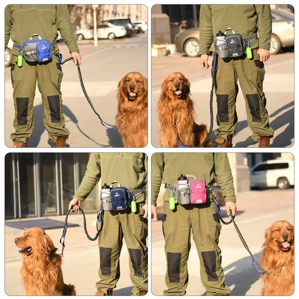 Hands Free Retractable Dog Leash with Waist Storage Bag