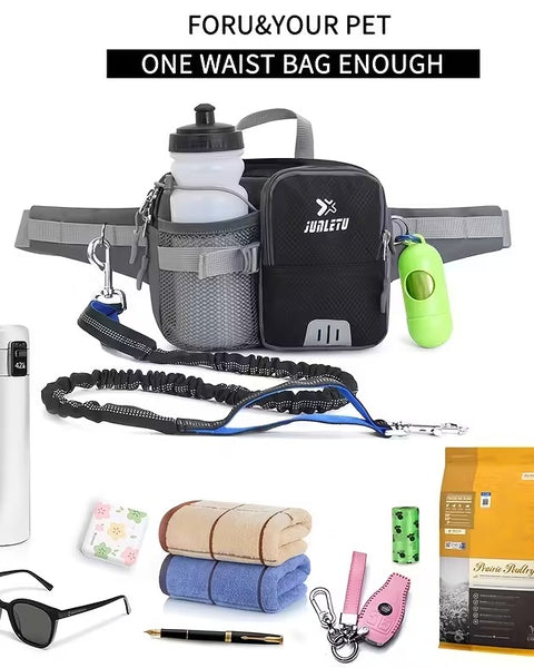Hands Free Retractable Dog Leash with Waist Storage Bag