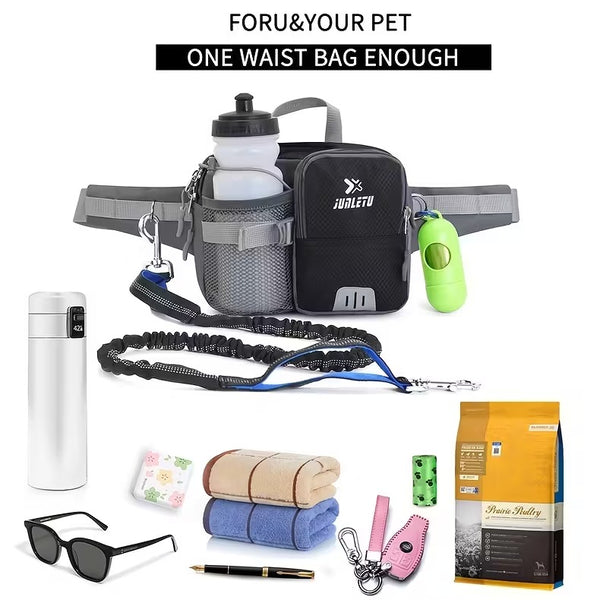 Hands Free Retractable Dog Leash with Waist Storage Bag